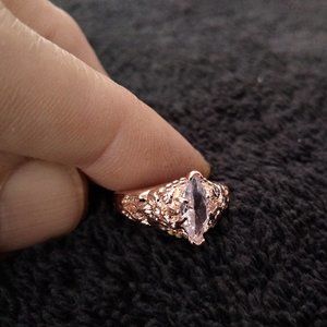 Rose gold and created pink  simulated topaz stone ring size 8